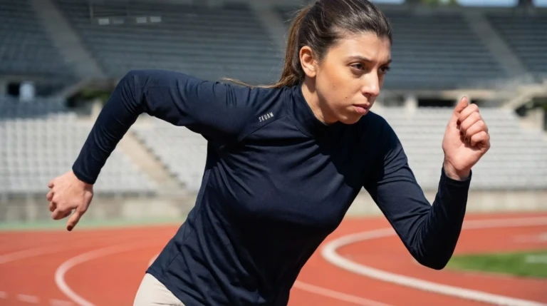 T shirt noir col montant femme athlétisme